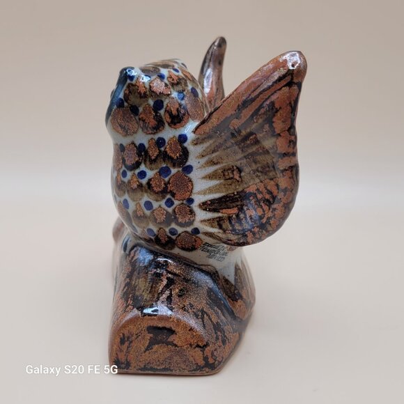 Vintage Owl On Branch Tonala Mexican Folk Art Ceramic Pottery Figurine - Picture 5 of 15